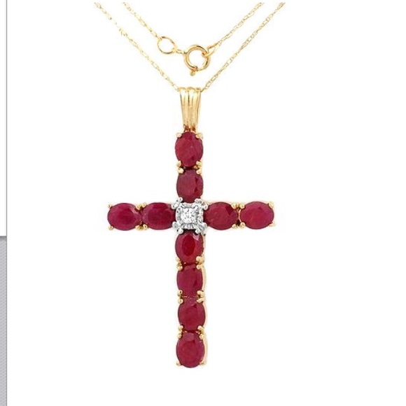 10k yellow gold necklace with gem cross