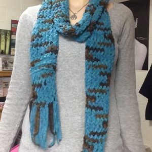 Handmade Zigzag Turquoise and Brown Scarf