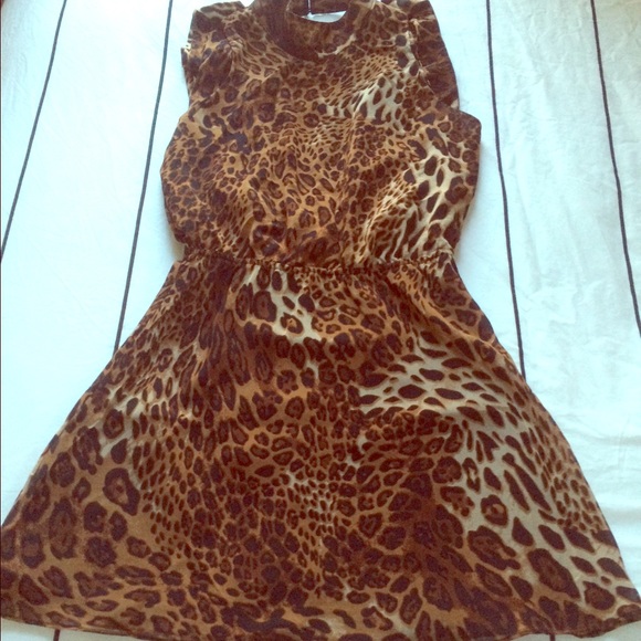 Tobi High Neck Leopard Backless Dress