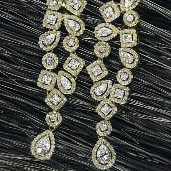 Chandelier dangling earring 14K yellow gold plated