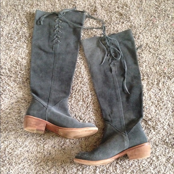 Tall gray gaucho boots