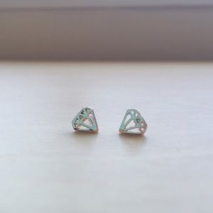 Silver tiny diamond stud earrings