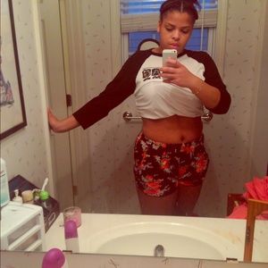 Brown floral high waisted shorts