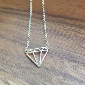 Silver chain flat diamond necklace