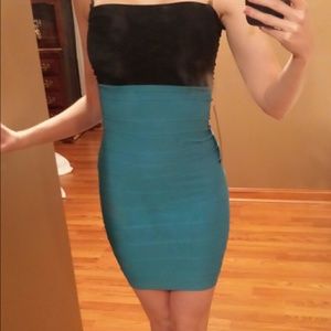 NWT Bebe dress,  teal and black