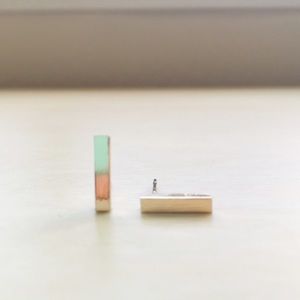 Gold bar studs earrings
