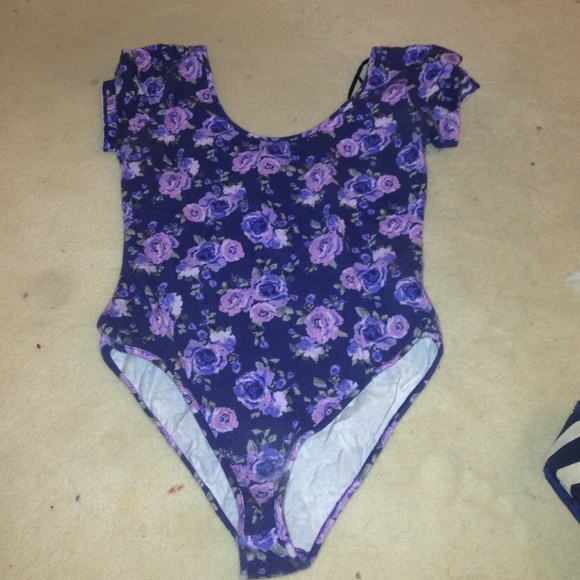 purple floral body suit