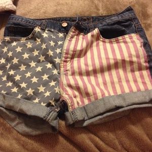 Denim American flag shorts