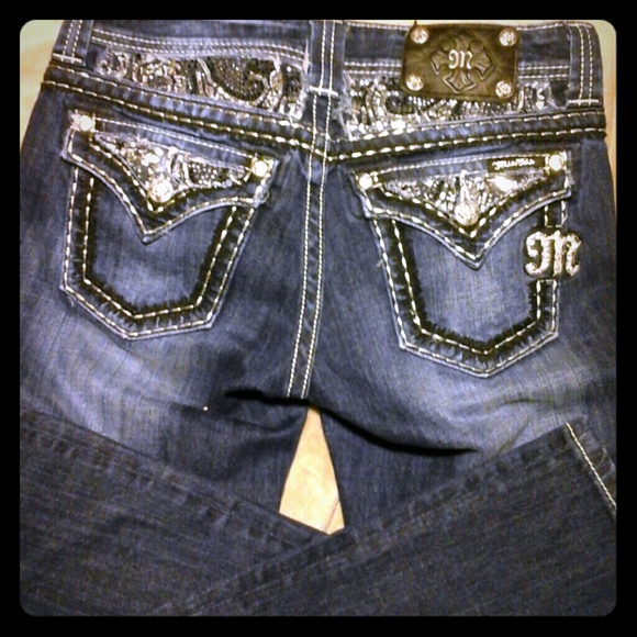 MISS ME JEANS SIZE 26 chunky diamond stitch pocket