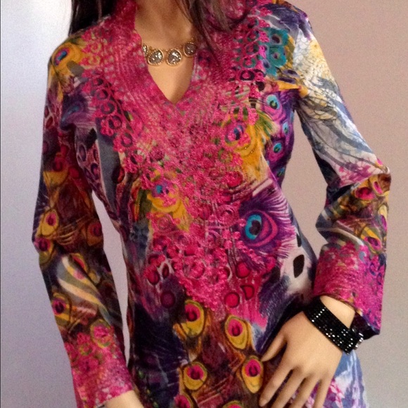 Fabulous multi color exotic tunic New with tags's!