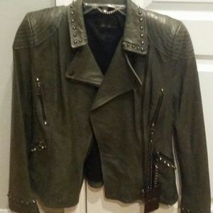 Brand new grey leather jacket