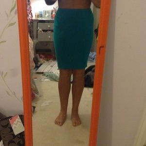teal pencil skirt