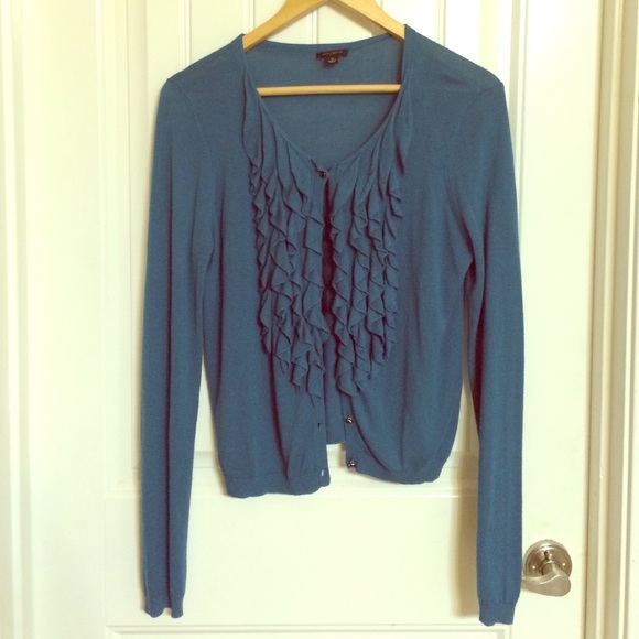 Teal ruffle cardi