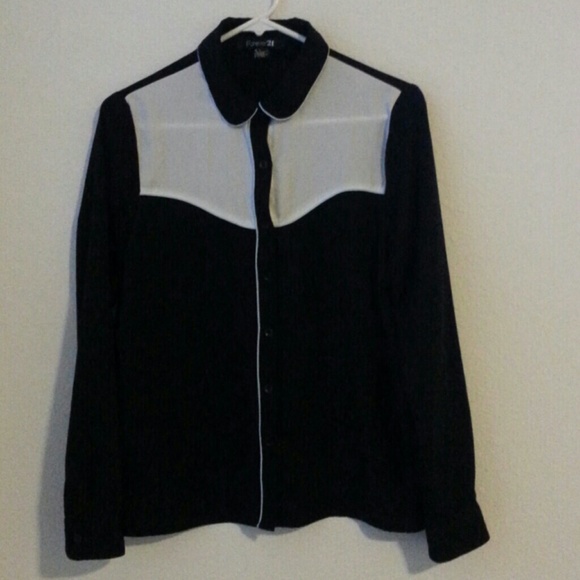 Black and White, Blue lined Button-Up