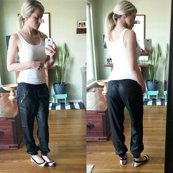 SOLD Faux Leather Joggers - Picture 2 of 4