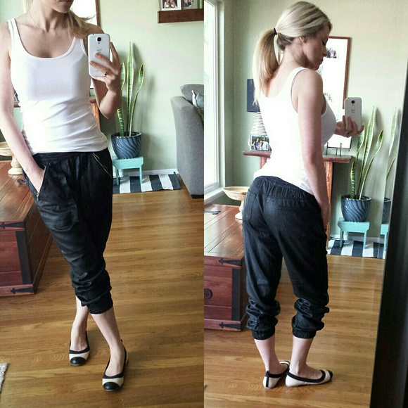 SOLD Faux Leather Joggers - Picture 3 of 4