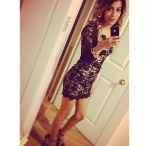 Lace one sleeve dress