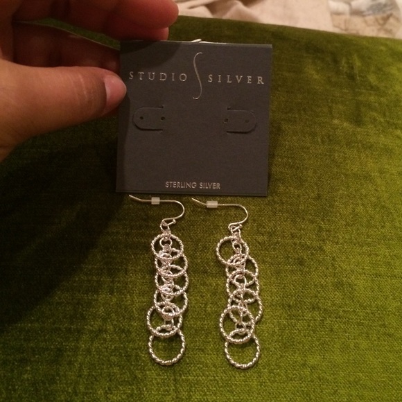 Studio Silver Sterling Silver Circle Drop Earrings - Picture 2 of 4