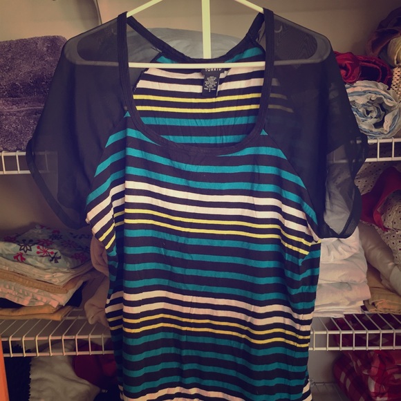 Striped Tee with Silky Sleeves