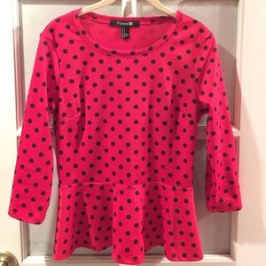🚫SOLD🚫Forever 21 Red Black Polka Dot Peplum Top