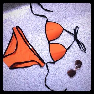 Orange Neoprene Bikini Set