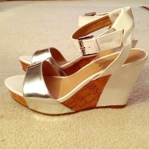 White silver and cork wedges