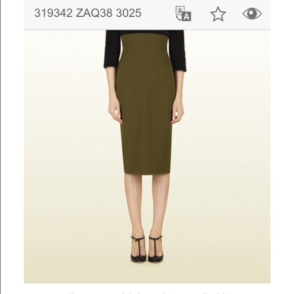 Gucci olive green high waisted skirt size 4.