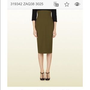 Gucci olive green high waisted skirt size 4.