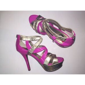 {FP} 6 | Guess Pink Gold High Heels