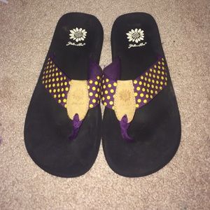Yellow box flip flops