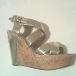 FINAL REDUCTION G by Guess Gold Leather Wedges
