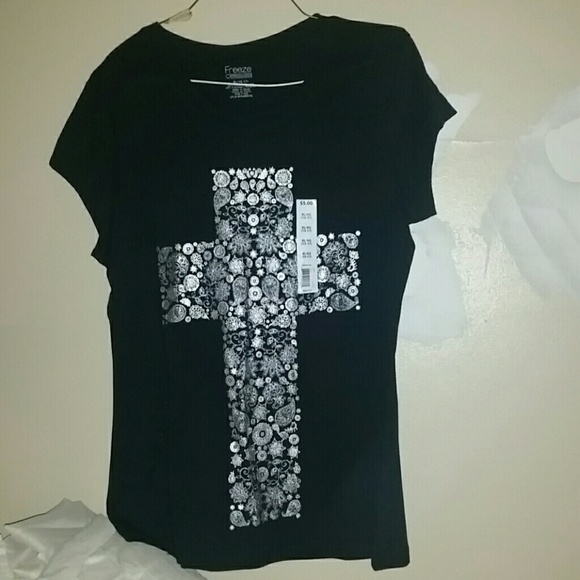 Black shirt with white cross
