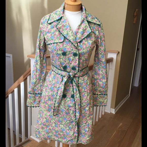 Anthropologie Odille Flower Trench Coat