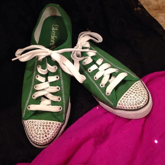 Skechers, green with BLING!