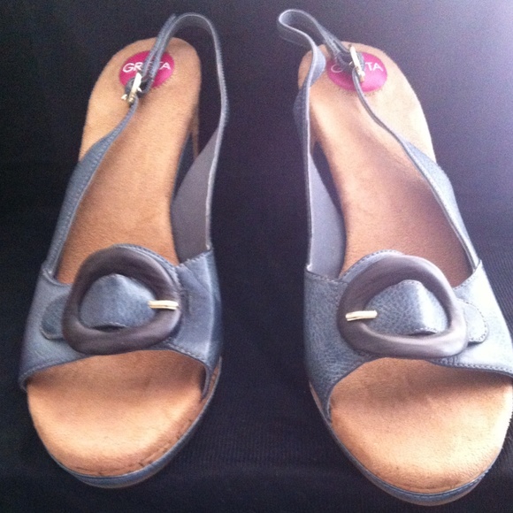 Blue Leather Wedge size 10