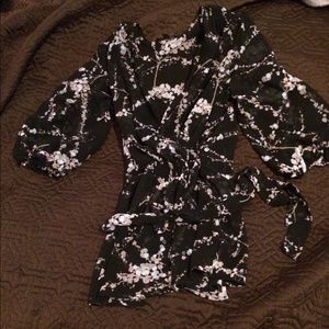 Sheer v-neck wrap shirt