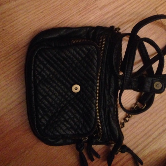 Black faux leather purse