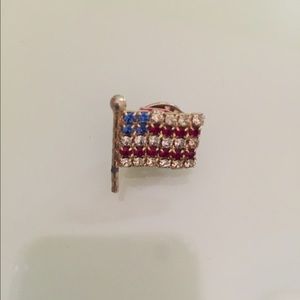 Vintage Rhinestone Flag Pin