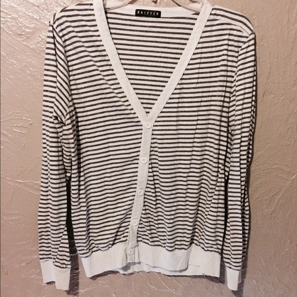 Gray and white cardigan