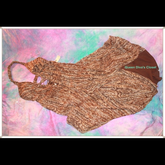 Tiger print brown tan maxi slit/split halter dress - Picture 2 of 2