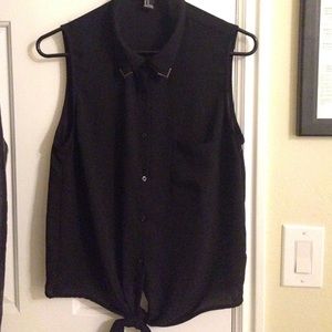 Sheer blouse with lapel accents NWOT!