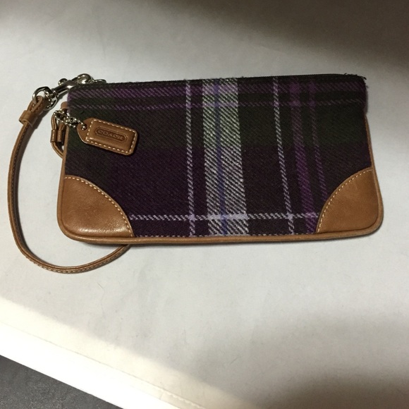 COACH Wristlet - Purple/Tan Flannel pattern Wool