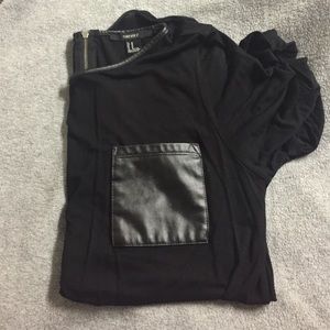 Black leather pocket tee