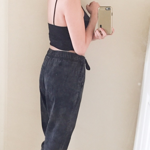 SOLD. Black Acid Wash Soft Denim Drop Crotch Pant. - Picture 3 of 4