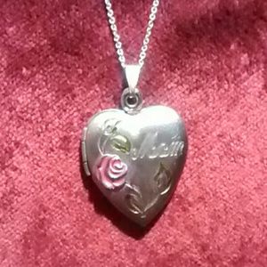 Sterling silver "Mom" photo locket necklace