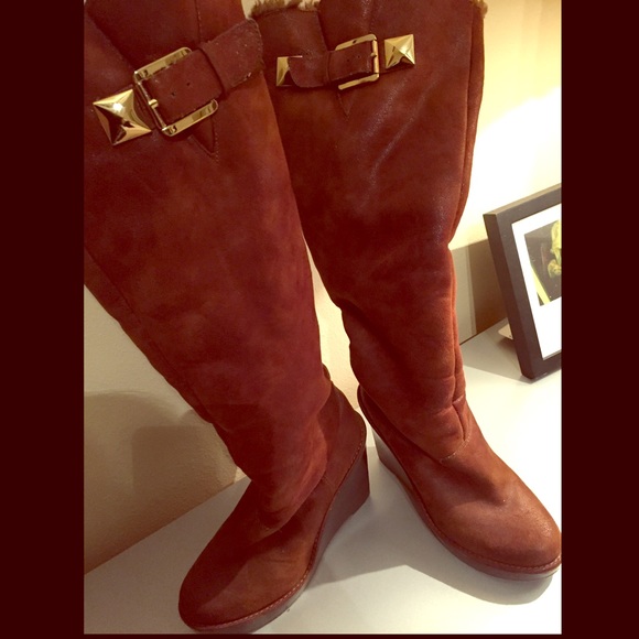 Michael Kors faux suede wedge boots!