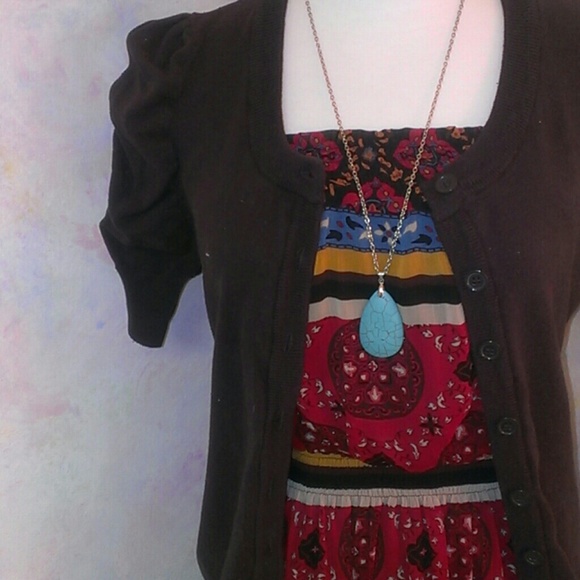 Dark brown short sleeved cardigan