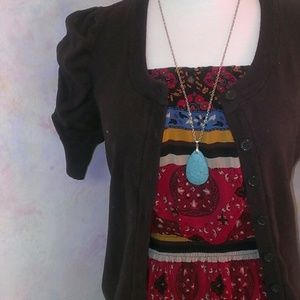 Dark brown short sleeved cardigan