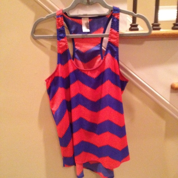 Blue and red tank top