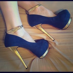 Blue and Gold Pumps